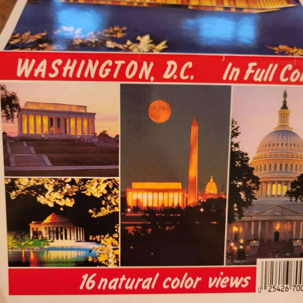 4 Vintage Postcard Booklets ~ Wash DC, Mt Vernon, Lincoln, Scenic ~ Historical ~